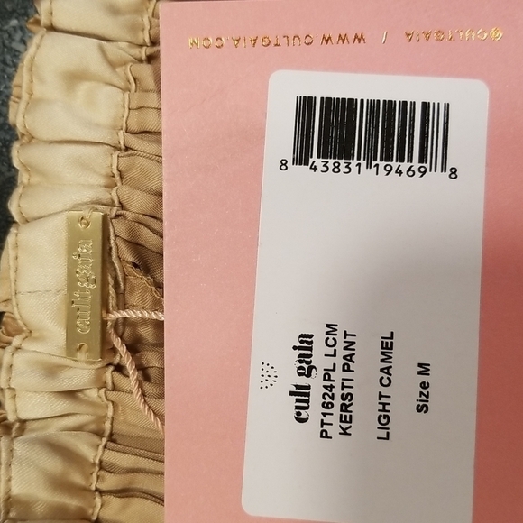 💕CULT GAIA💕 Kersti Pleated High Rise Satin Pants ~ Light Camel Medium M NWT - Picture 16 of 16